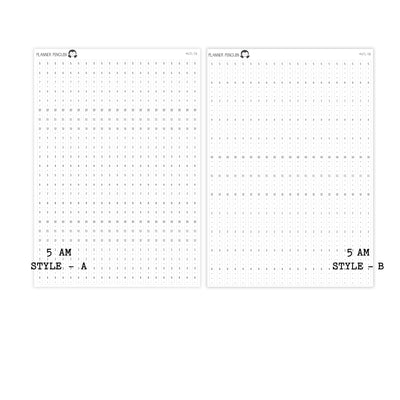 Hobonichi Cousin A5 Weekly Timeline Strips | 5AM | 6AM | 7AM | 8AM | Planner Stickers | #WTL-B&W
