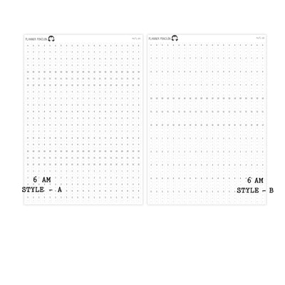 Hobonichi Cousin A5 Weekly Timeline Strips | 5AM | 6AM | 7AM | 8AM | Planner Stickers | #WTL-B&W