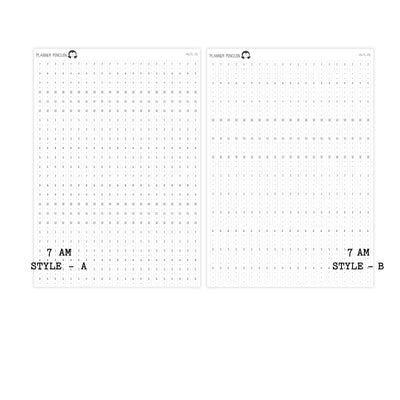 Hobonichi Cousin A5 Weekly Timeline Strips | 5AM | 6AM | 7AM | 8AM | Planner Stickers | #WTL-B&W