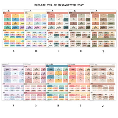 2026 Hobonichi Cousin A5 Yearly view Stickers| Japanese and English Version | Year at glance Stickers| Cousin A5 #HB-YG-ROUND
