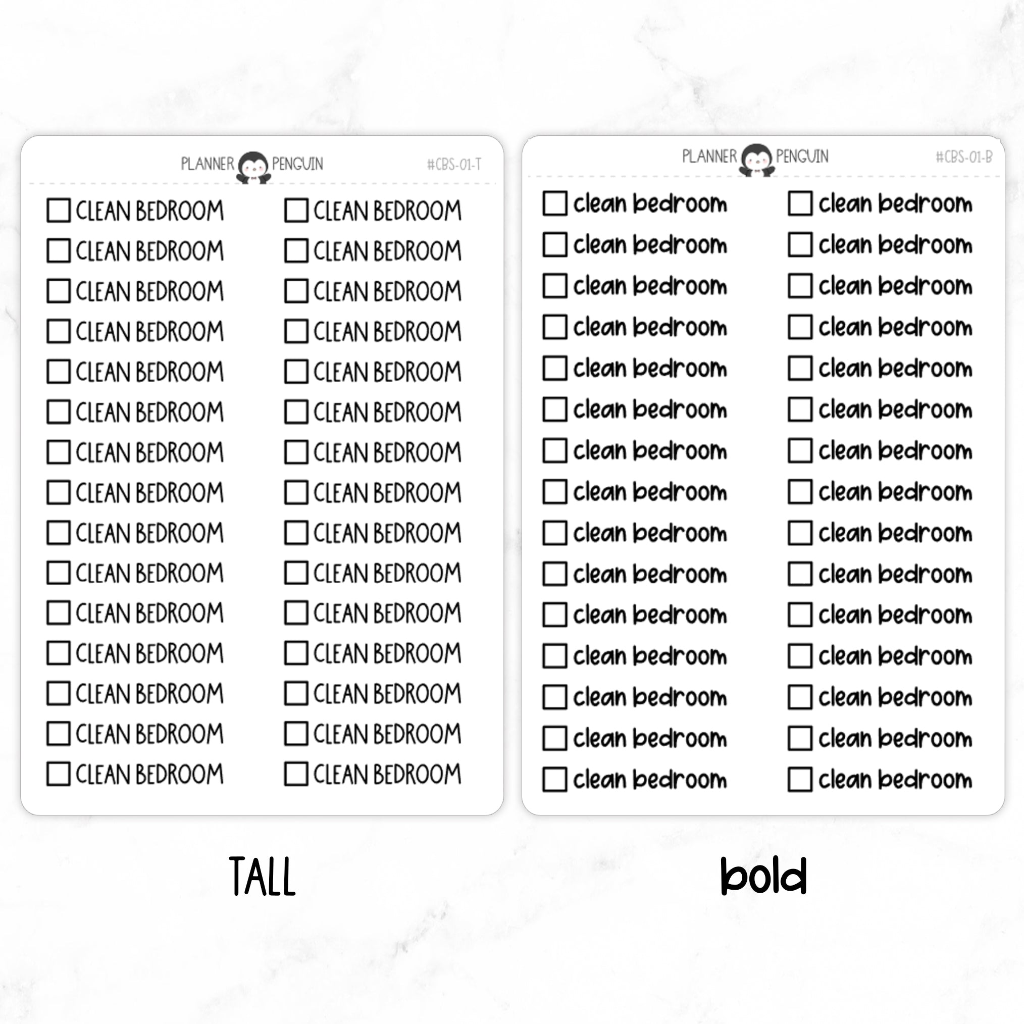 Clean Bedroom Checkbox Text Stickers