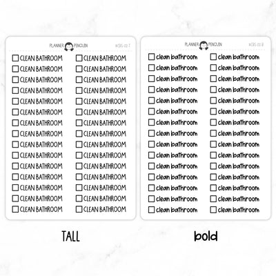 Clean Bathroom Checkbox Text Stickers| CBS-02