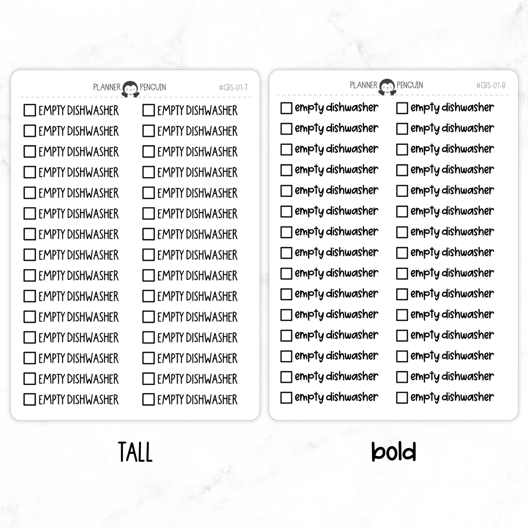 Empty Dishwasher Checkbox Text Stickers