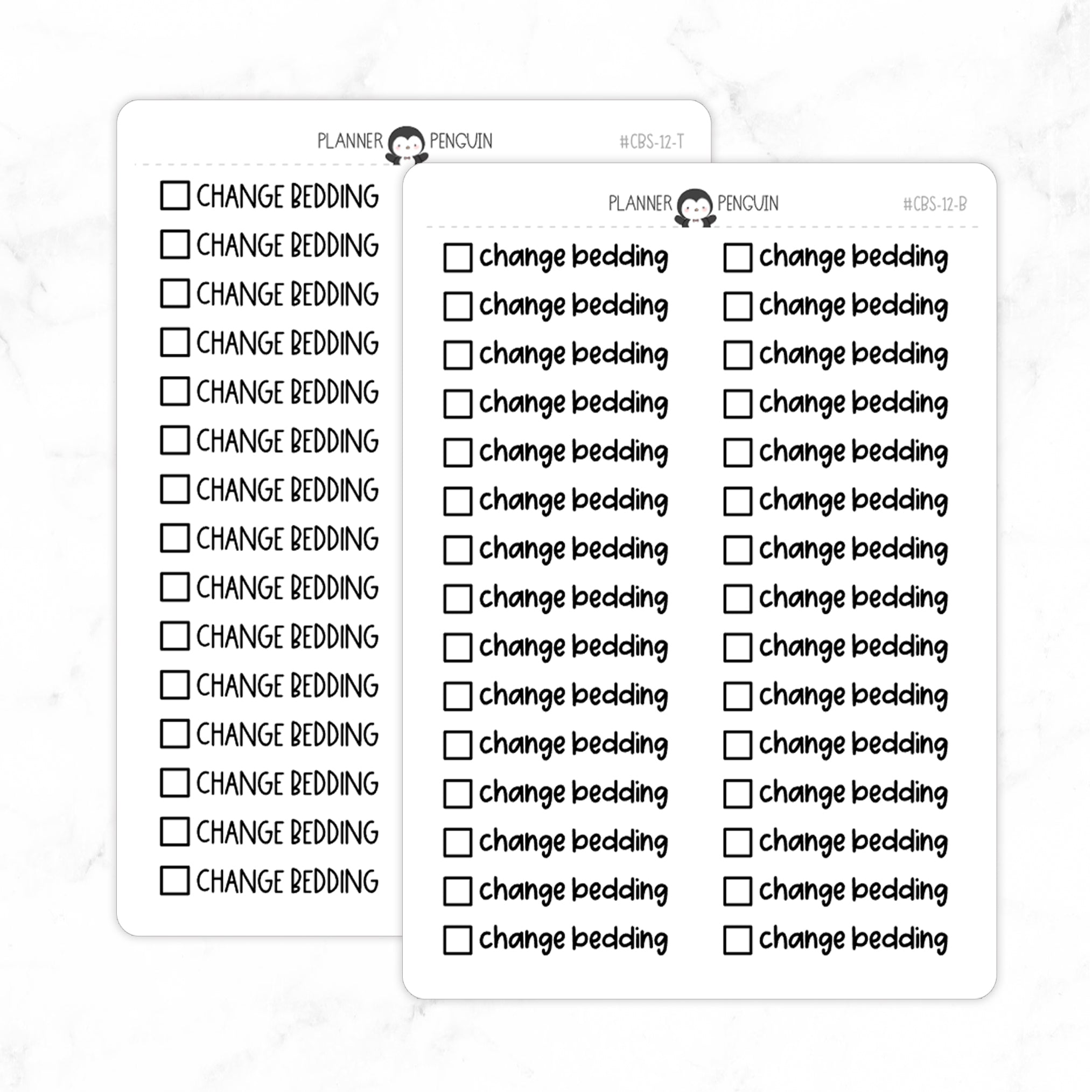 Change Bedding Checkbox Text Stickers | CBS-12 – Plannerpenguin