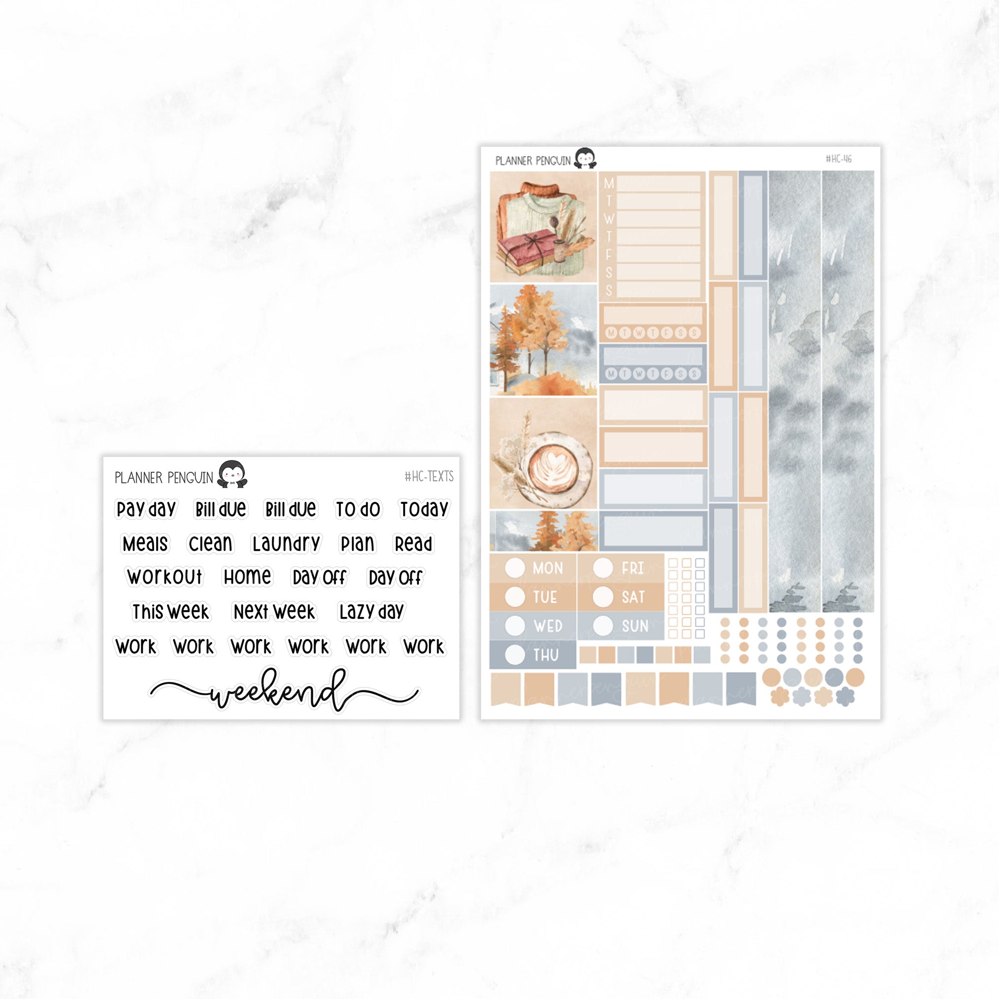 Autumn Vibes Hobonichi Cousin A5 Weekly Sticker Kit // #HC-46