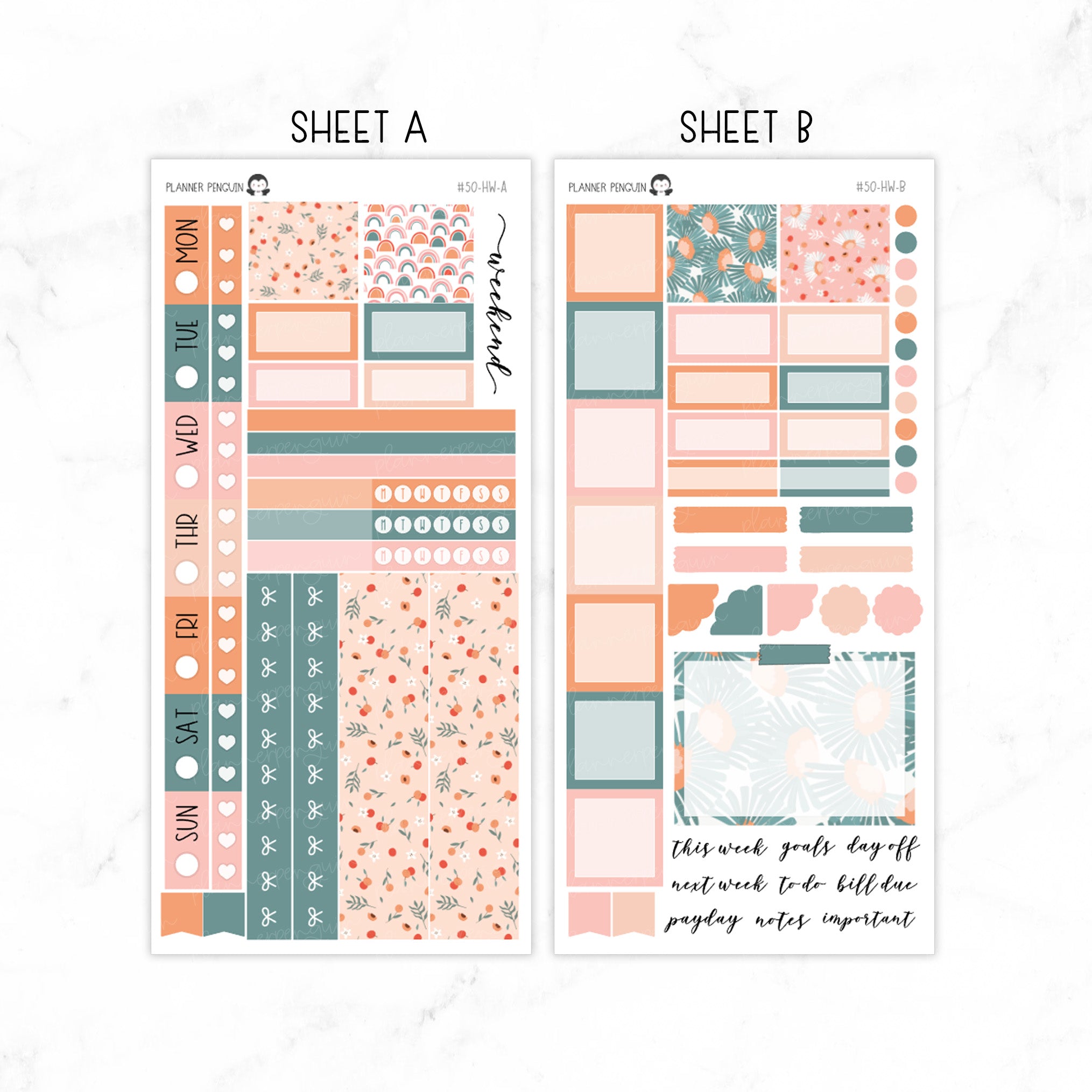 Peach Floral Hobonichi Weeks kit
