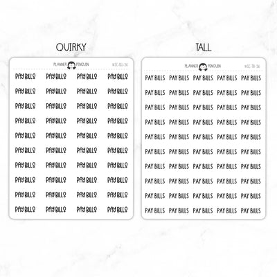 Pay Bills Script Stickers // #SC-36