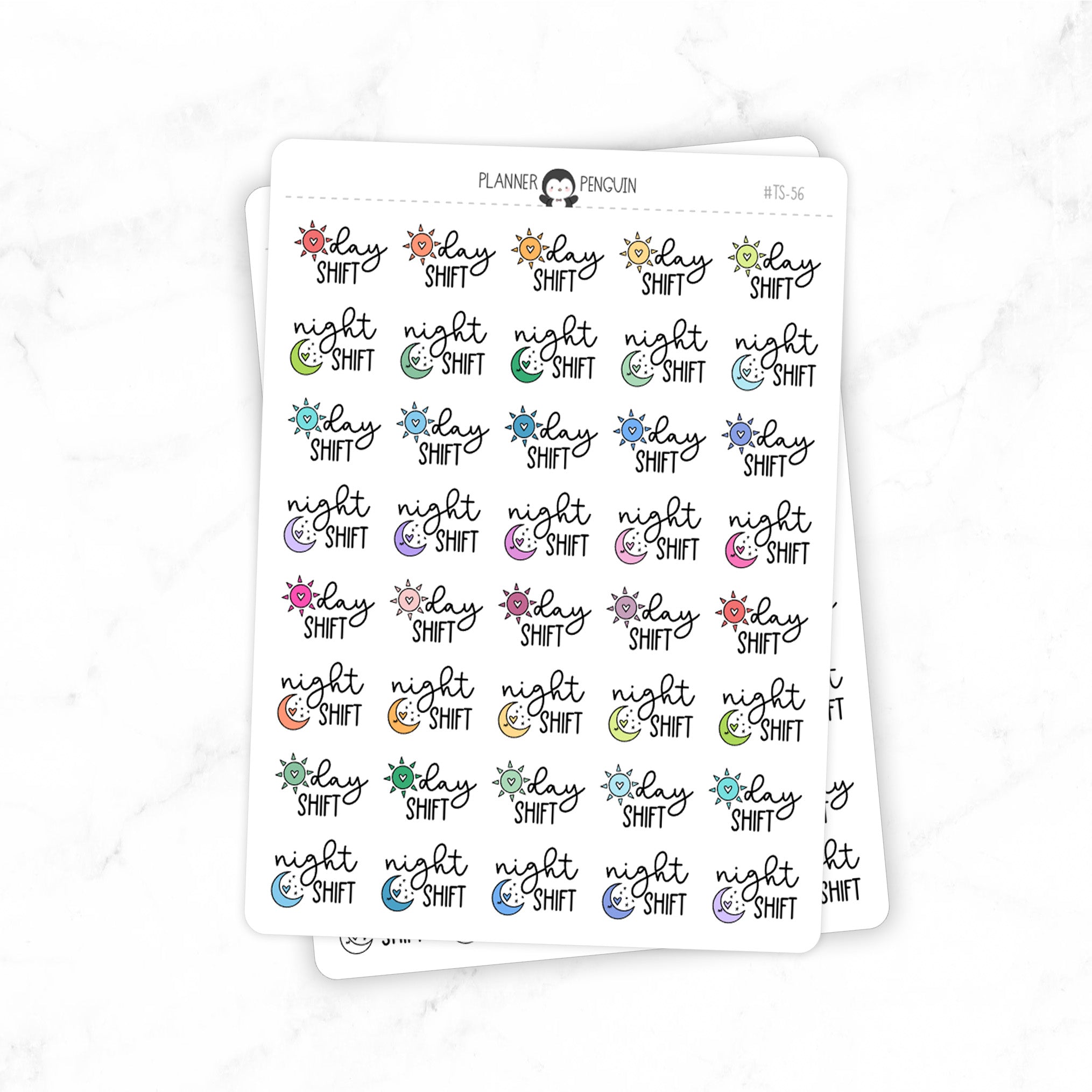 Day and Night Shift - Icon Script Stickers