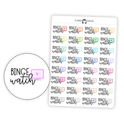 Binge Watch - Icon Icon Script Stickers // #TS-18