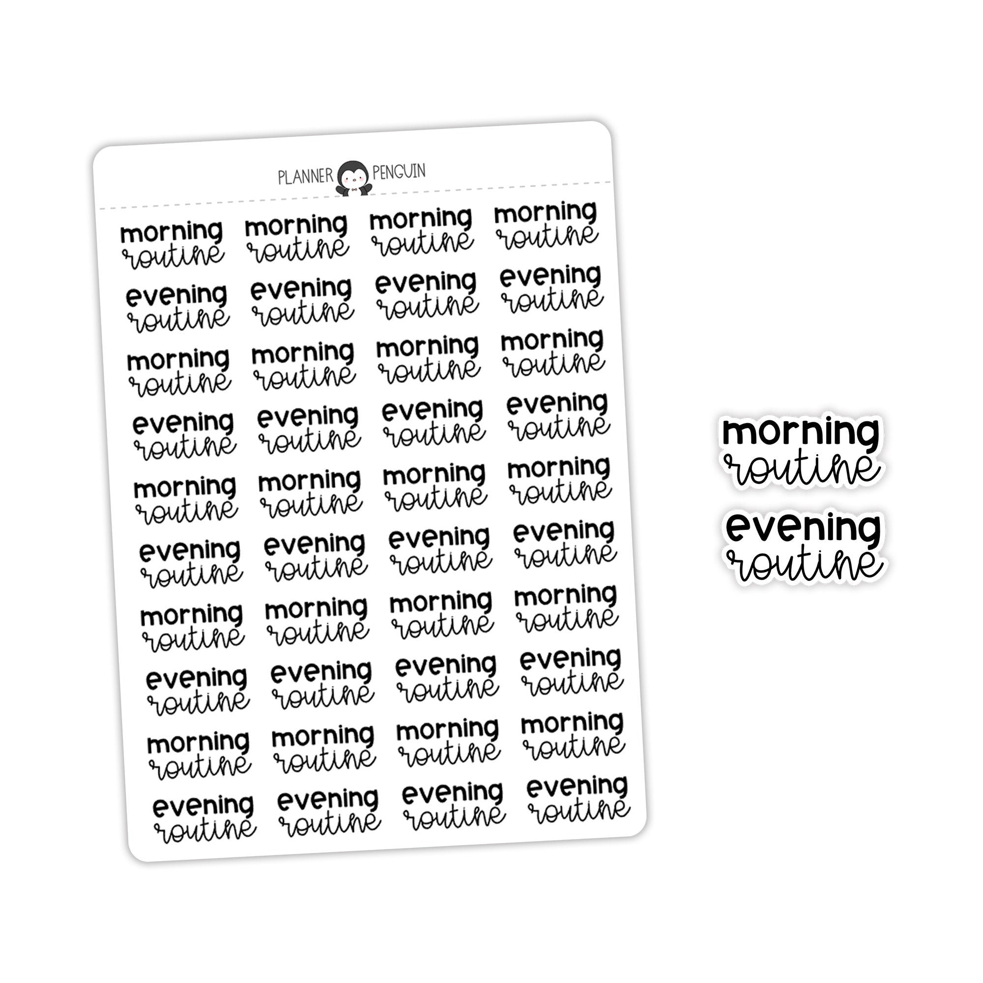 Morning Routine Evening Routine Typography stickers