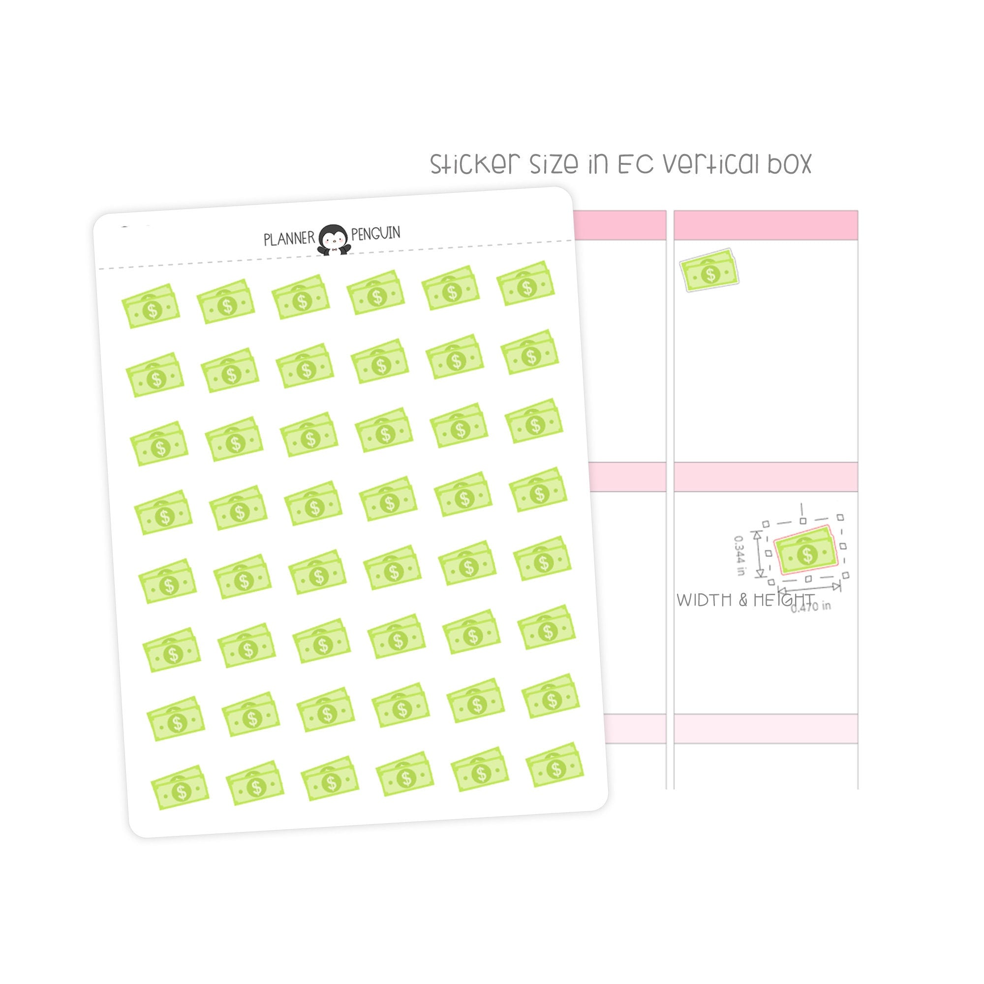 Dollar Bill Note - Icon Planner Stickers // #IC-07 – Plannerpenguin