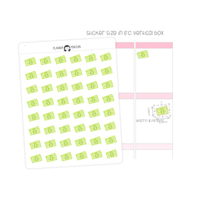 Dollar Bill Note - Icon Planner Stickers// #IC-07
