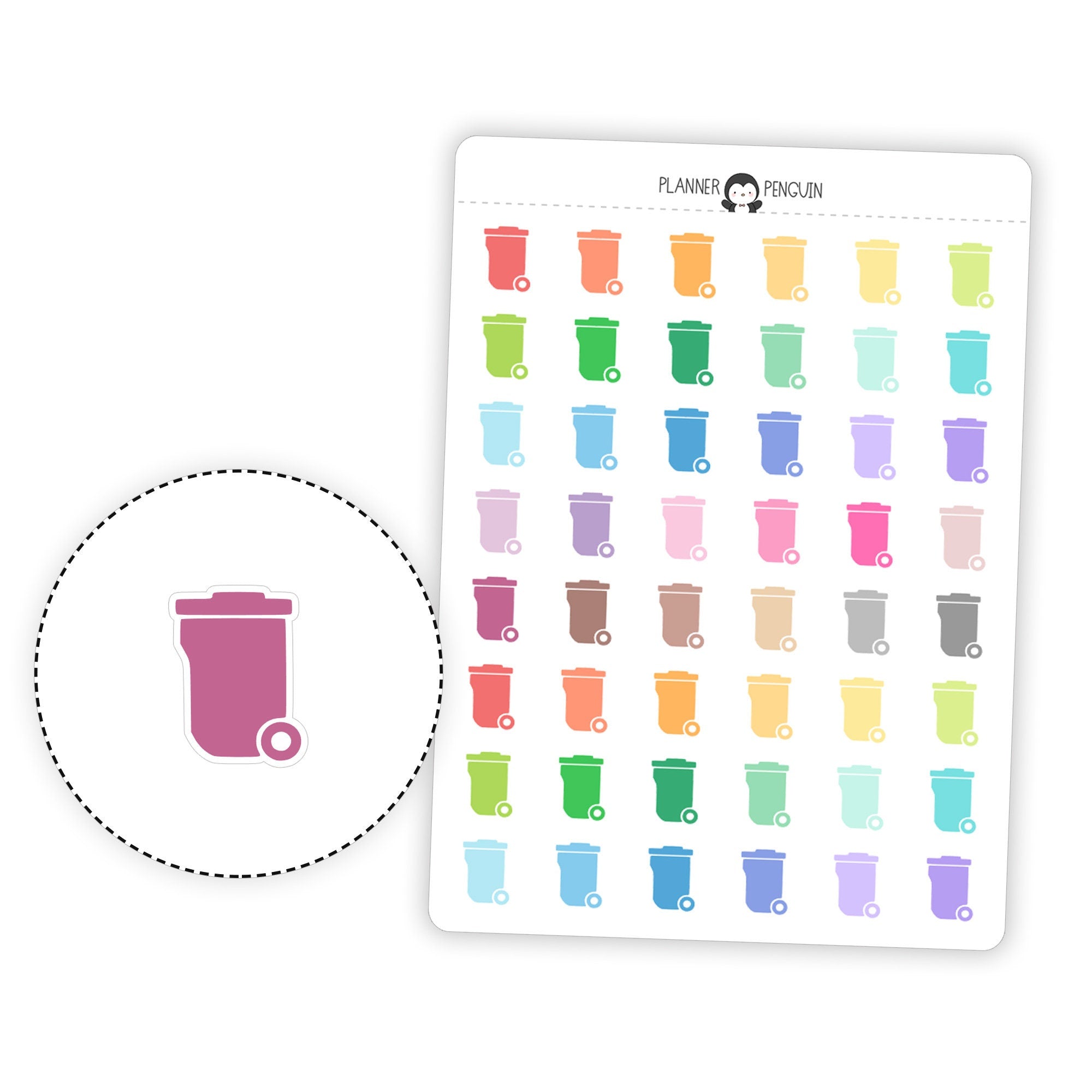 Garbage Trash Can - Icon Planner Stickers