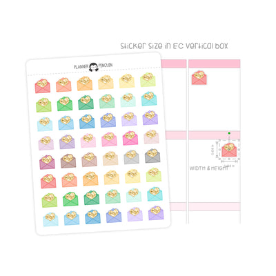 Glitter Heart Envelopes - Icon Planner Stickers// #IC-18