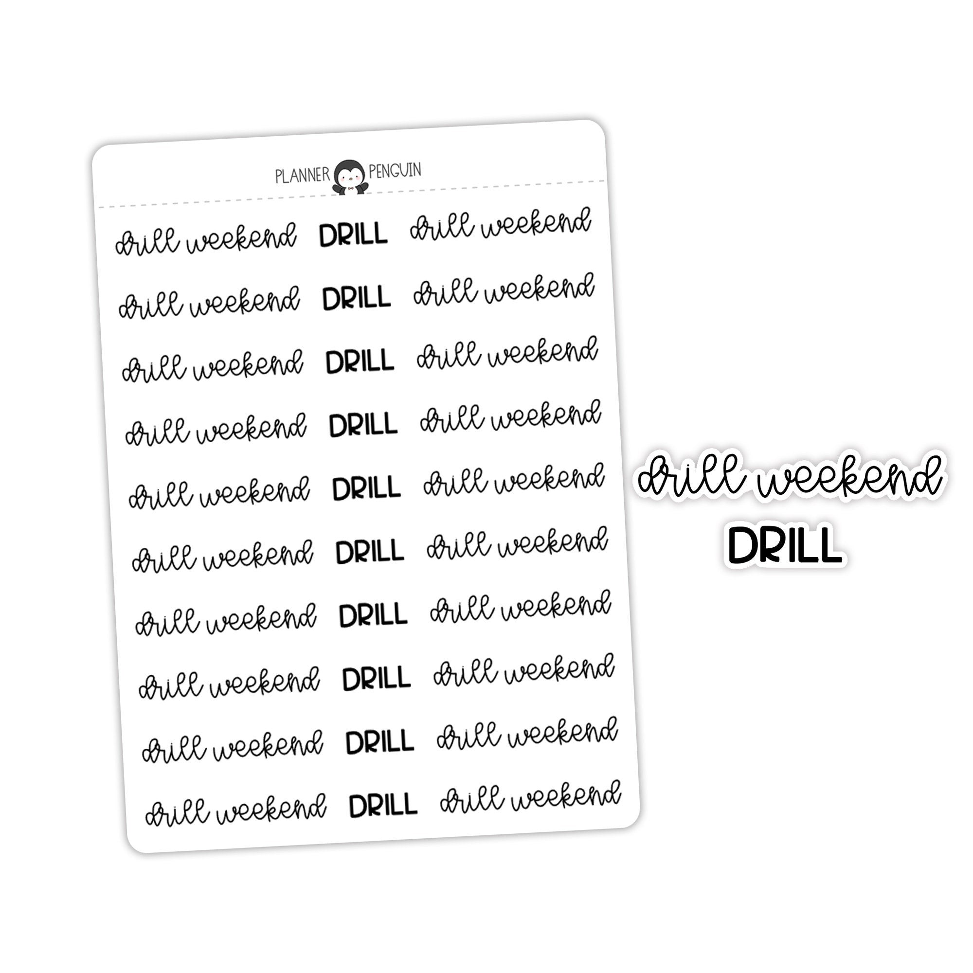 Drill Weekend Military Typography stickers
