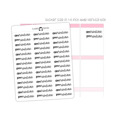 AM Routine PM Routine Typography stickers// #TY-02