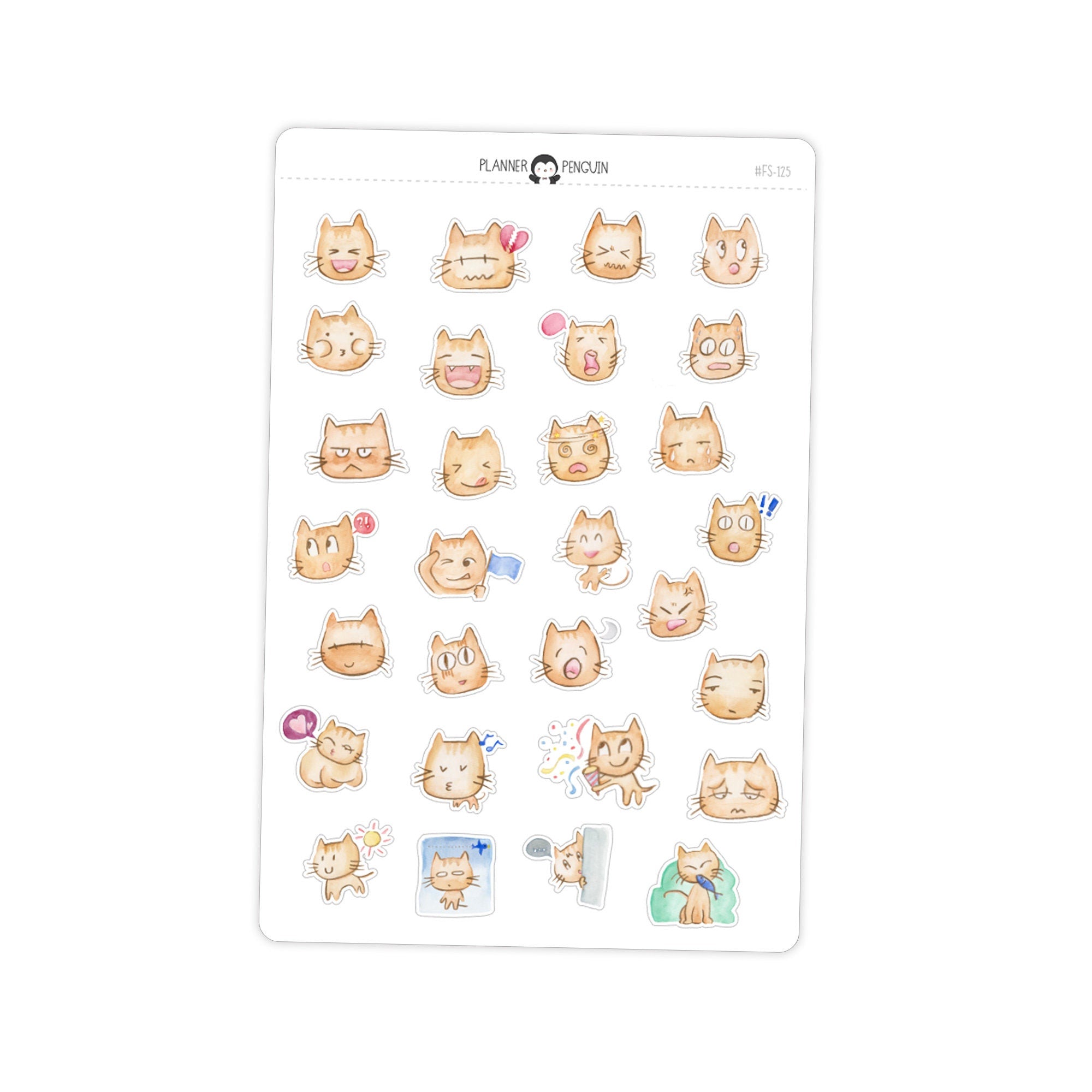 Cat Emoji Emoticon Planner Stickers