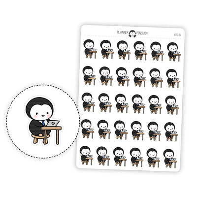 Work Study Laptop Penguin Planner Stickers // #PS36