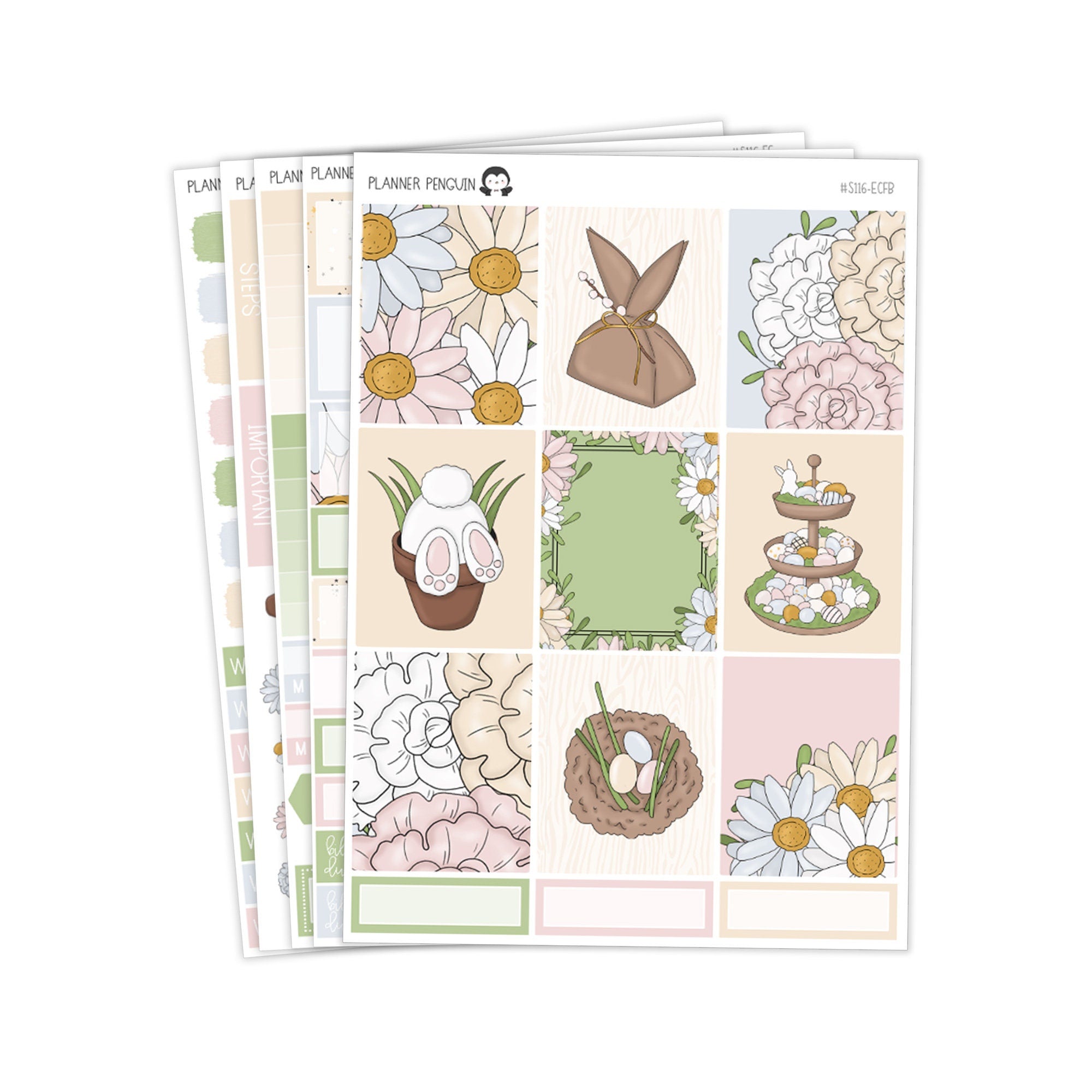 Bunny Hop Weekly Kit Stickers For Vertical Planner or Happy Planner