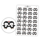 Date Night Love Penguin Planner Stickers