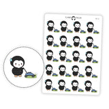 Lawn Mowing Penguin Planner Stickers