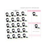 Lawn Mowing Penguin Planner Stickers