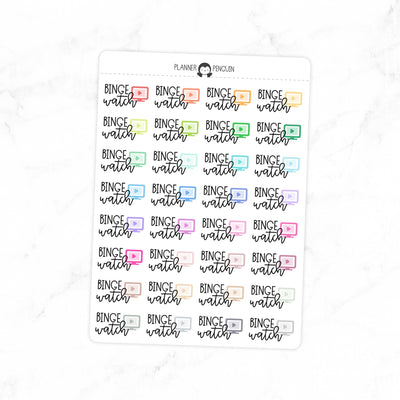 Binge Watch - Icon Icon Script Stickers // #TS-18