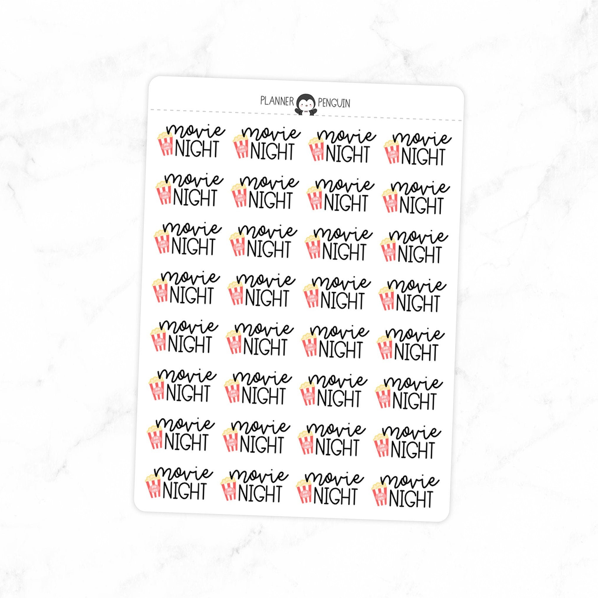 Movie Night - Icon Script Stickers