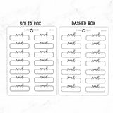 Read Script Quarter Label Box Planner Stickers