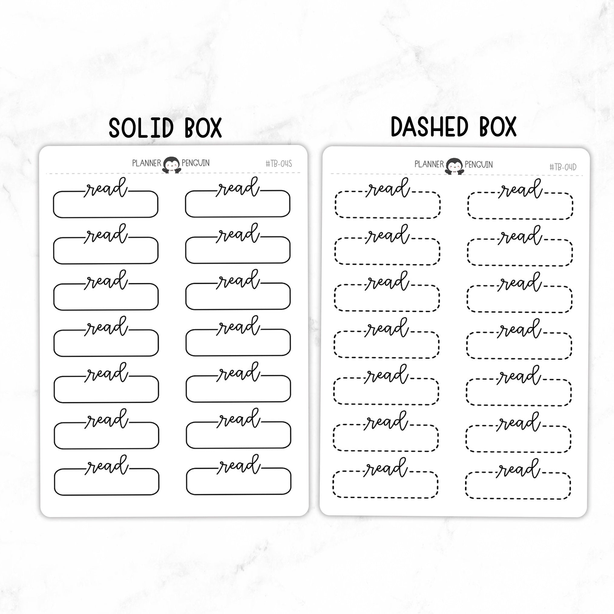 Read Script Quarter Label Box Planner Stickers