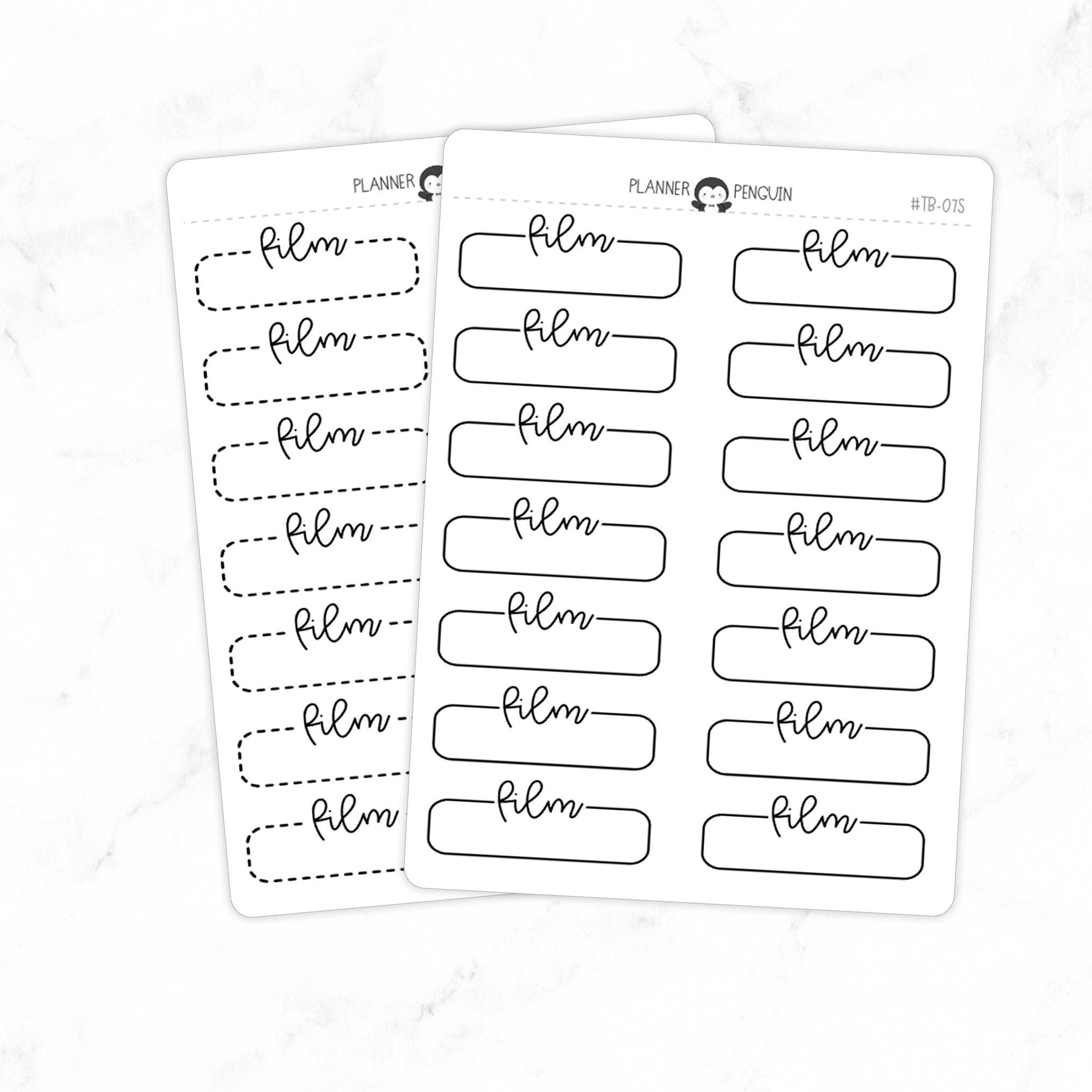 Film Script Quarter Label Box Planner Stickers