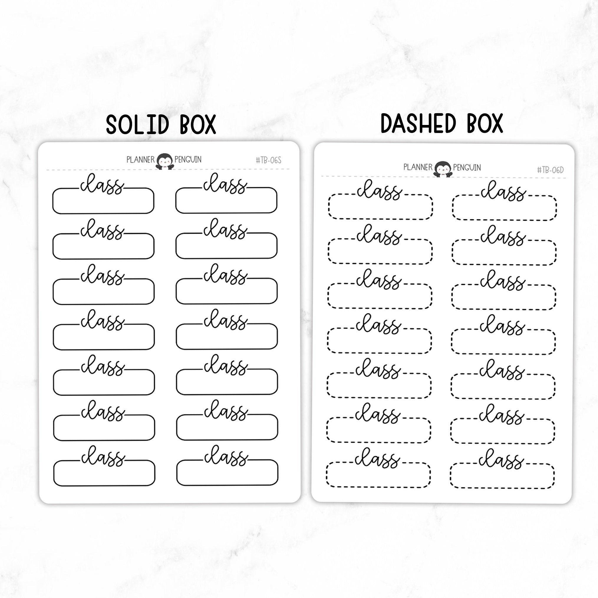 Class Script Quarter Label Box Planner Stickers