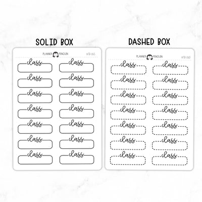 Class Script Quarter Label Box Planner Stickers // #TB-06