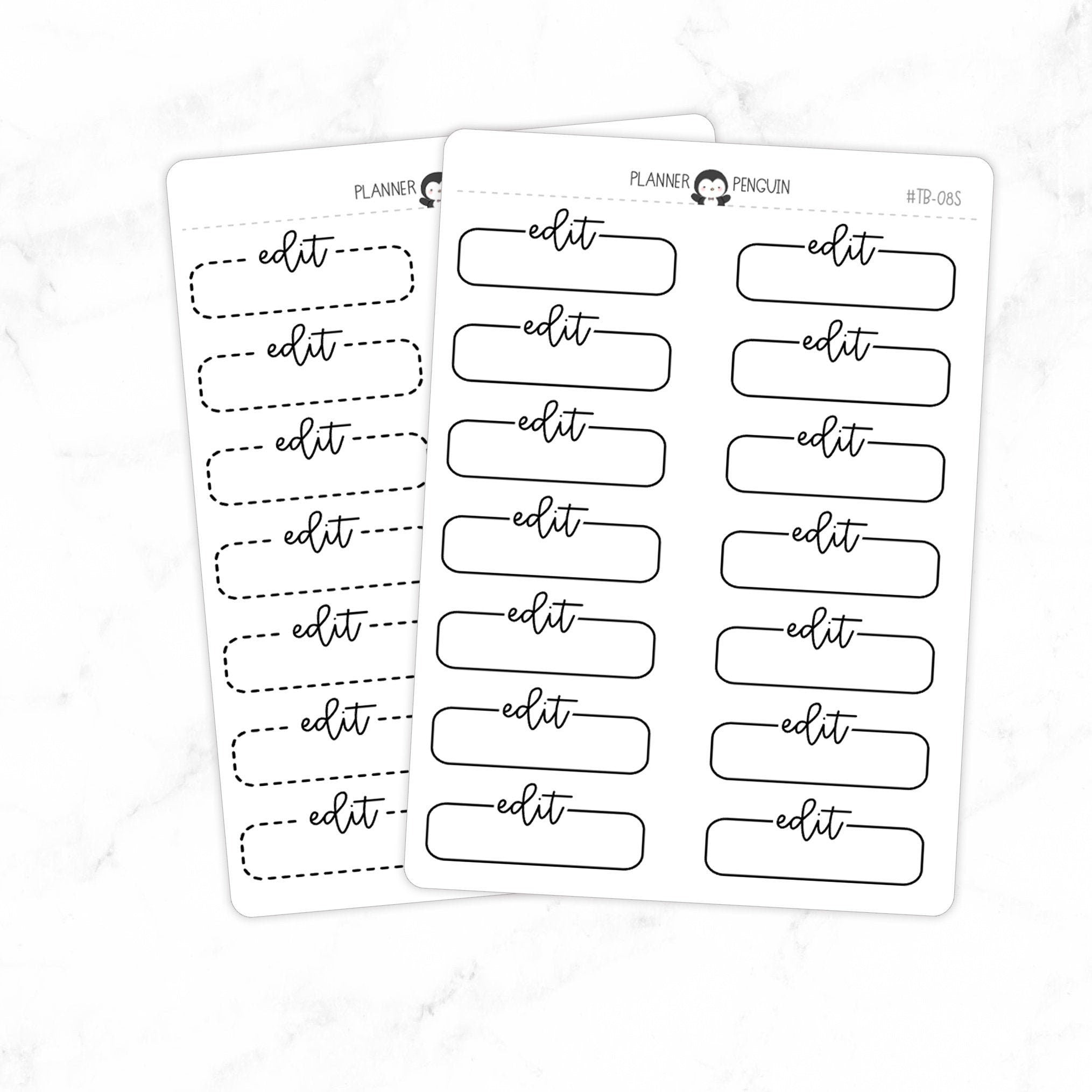 Edit Script Quarter Label Box Planner Stickers