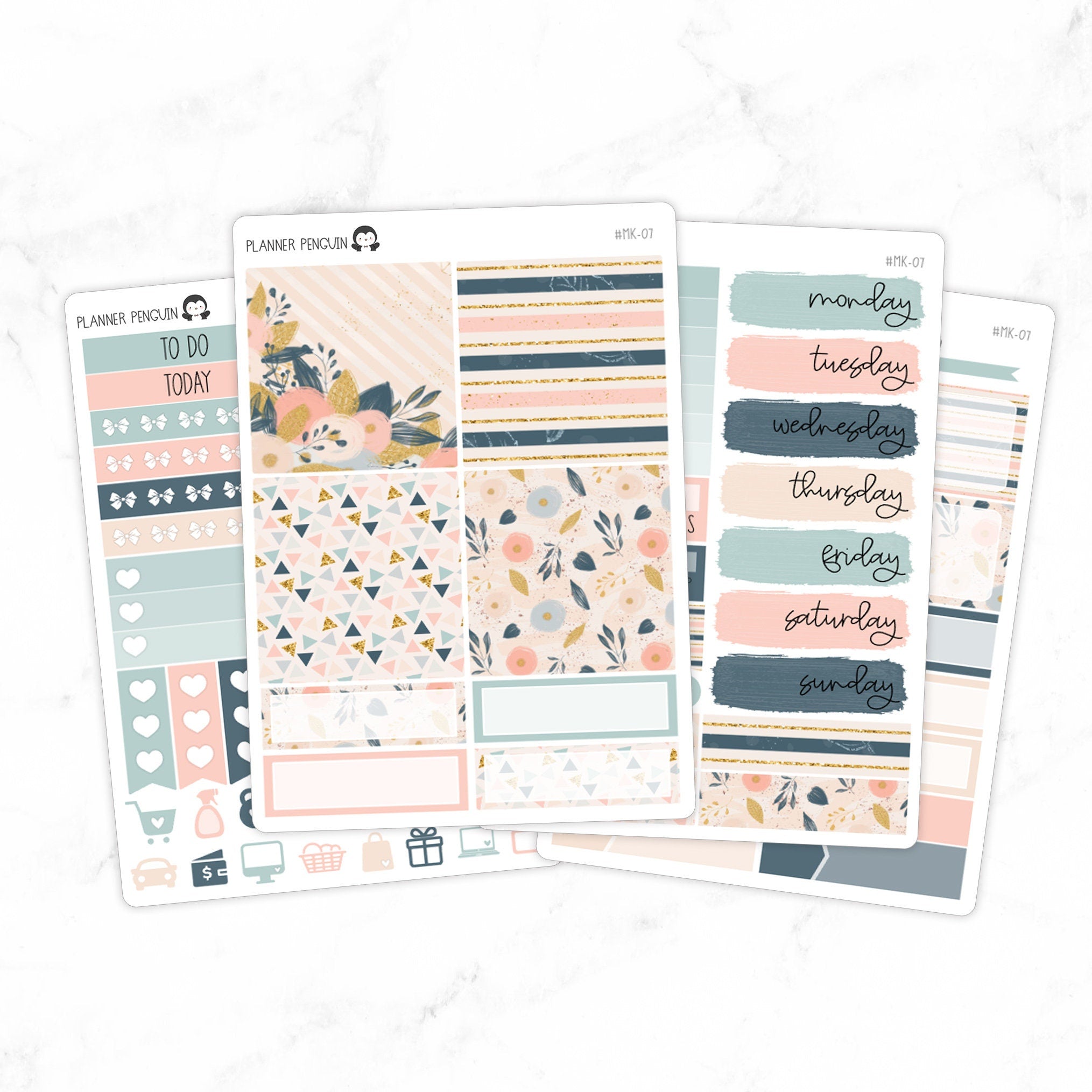Navy and Blush Mini Weekly B6 Kit