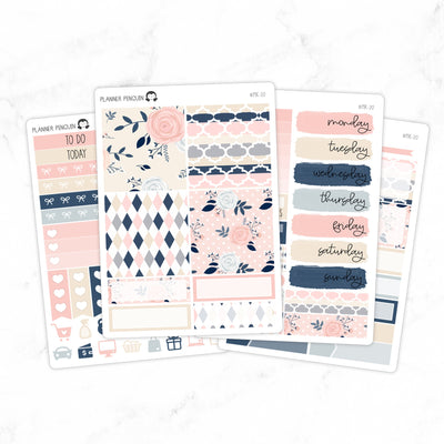 Peach And Navy Mini Weekly B6 Kit// #MK-20