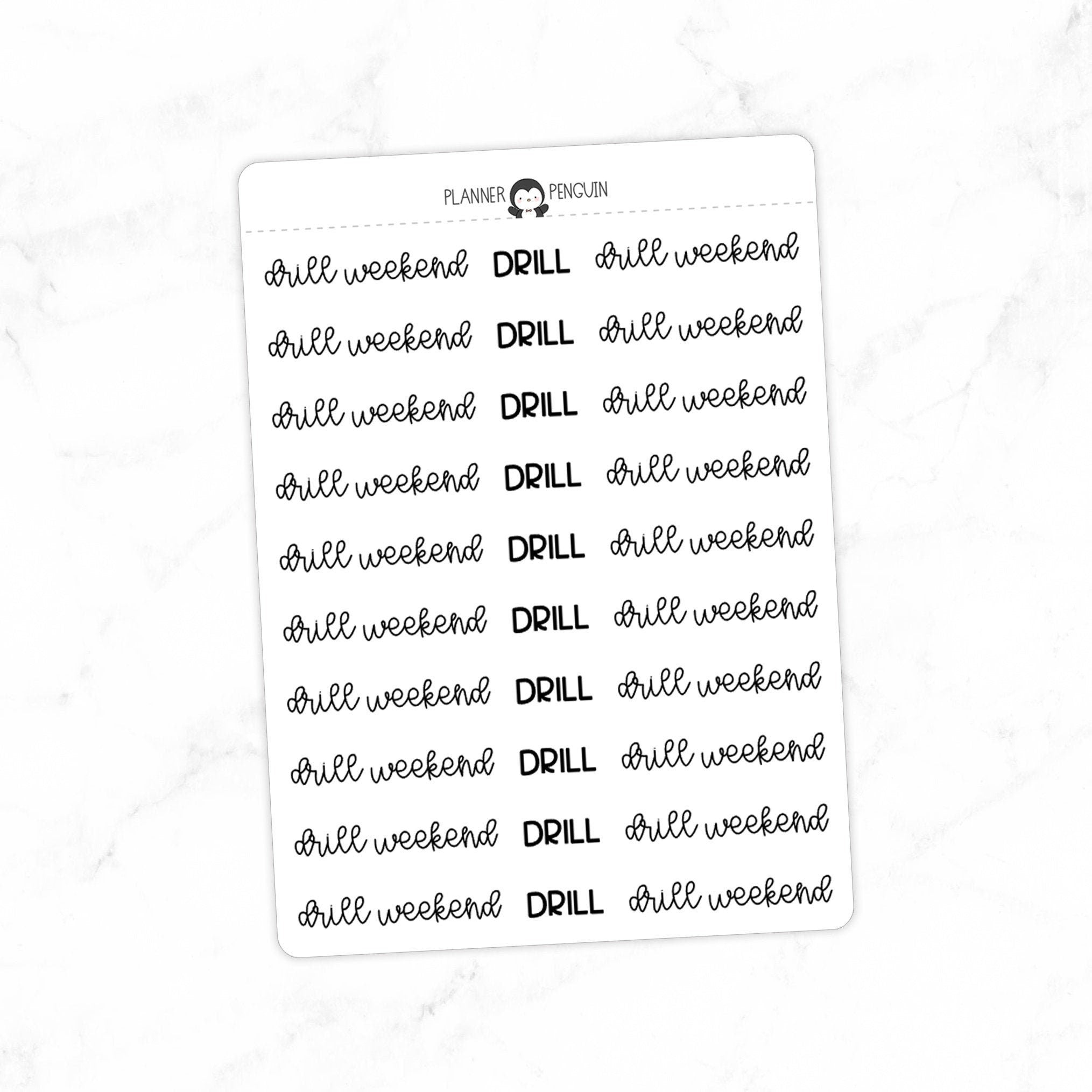 Drill Weekend Military Typography stickers