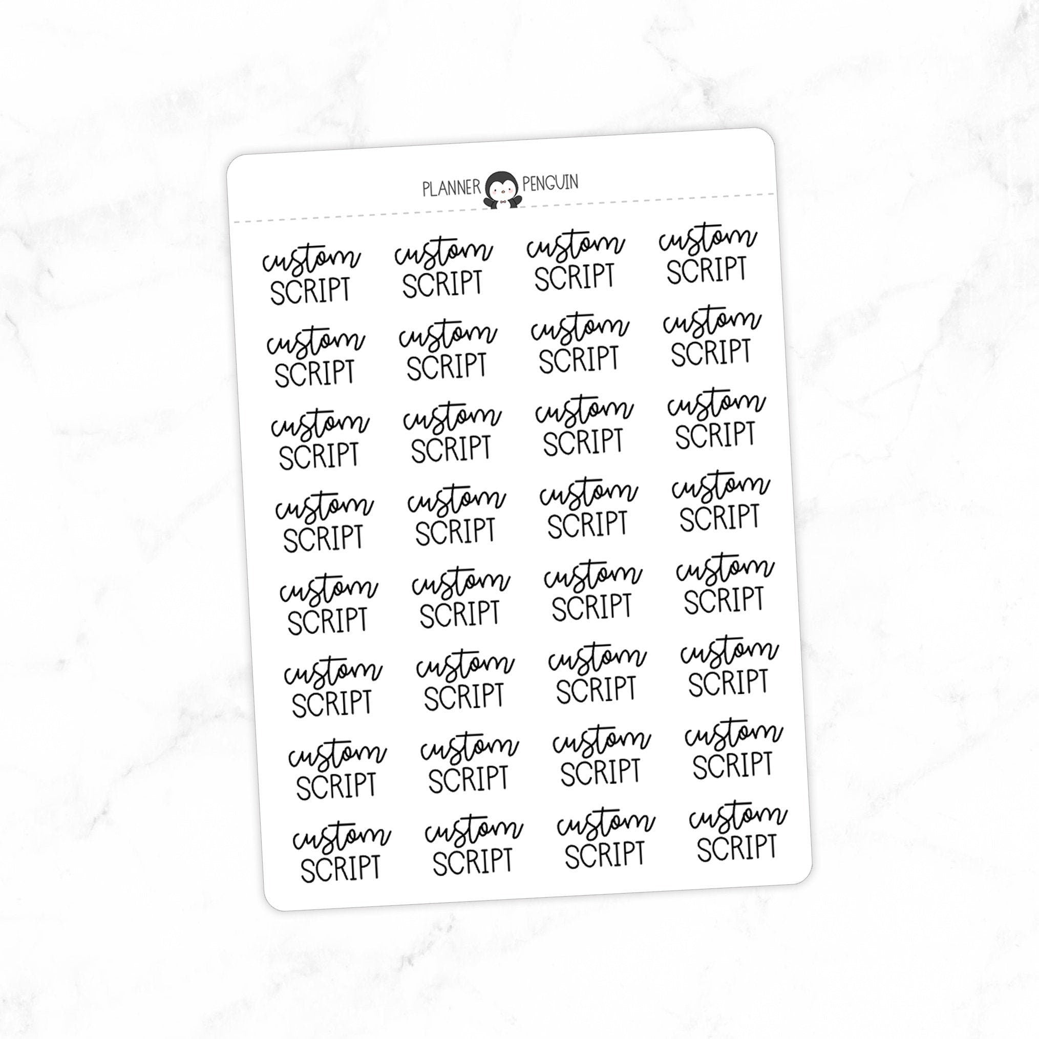 CUSTOM SCRIPT - Script Stickers // #SC-C2 – Plannerpenguin