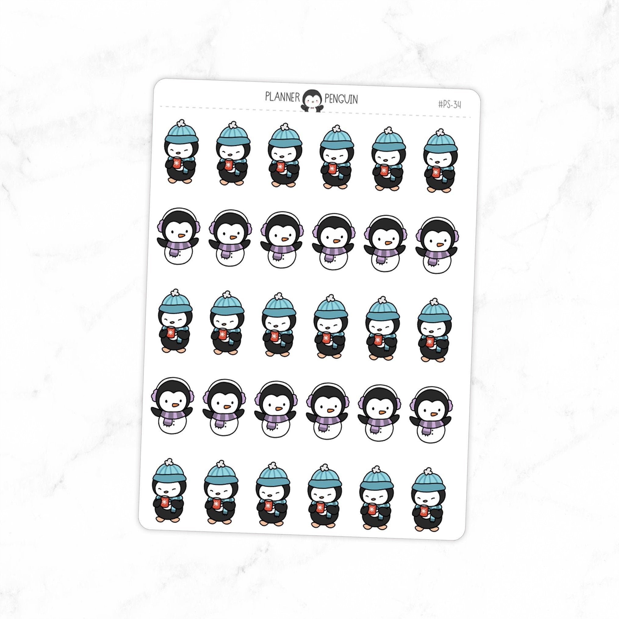 Winter Penguin Planner Stickers