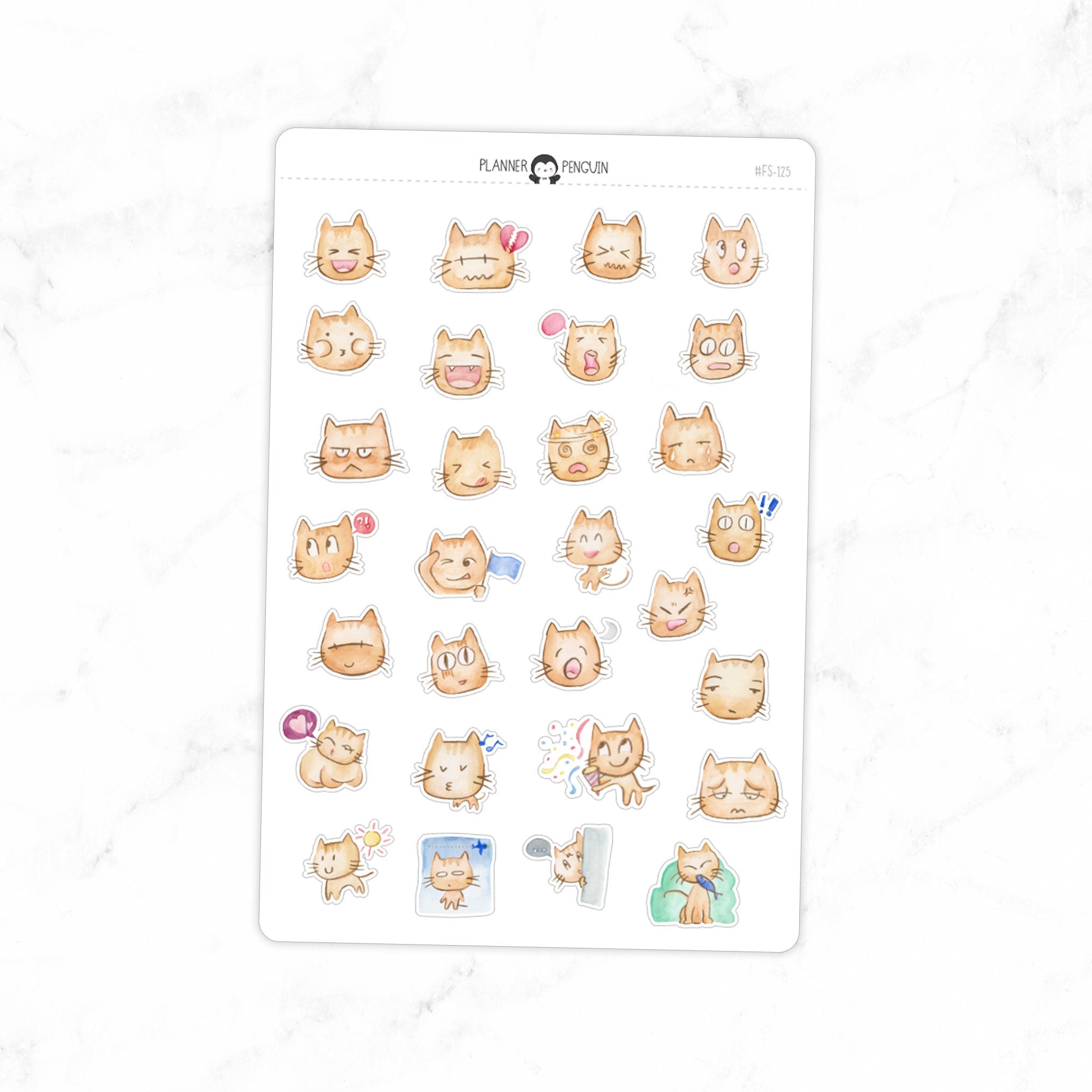 Cat Emoji Emoticon Planner Stickers