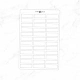 Dashed Quarter Box Planner Stickers
