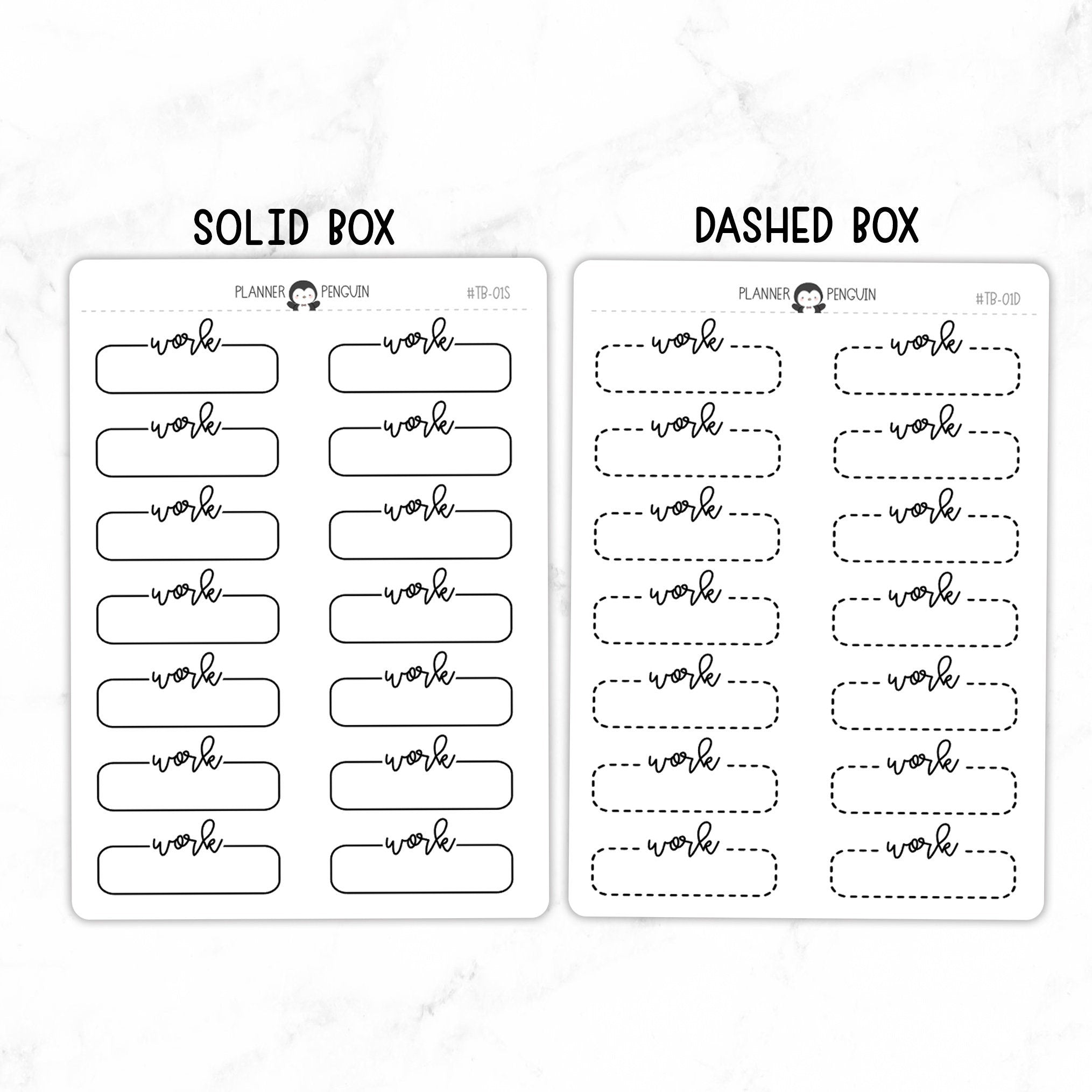 Work Script Quarter Label Box Planner Stickers