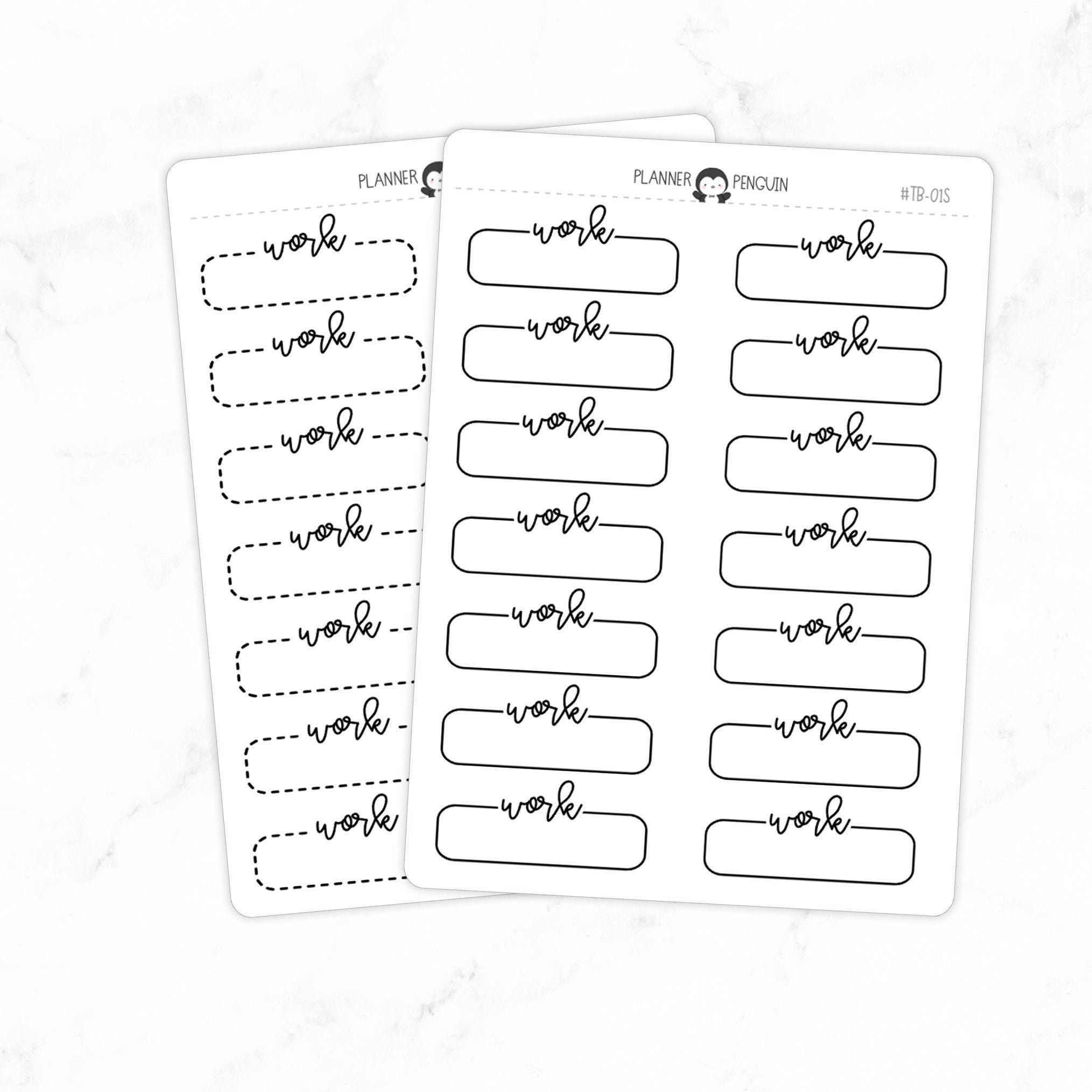 Work Script Quarter Label Box Planner Stickers