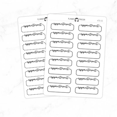 Appointment Script Quarter Label Box Planner Stickers // #TB-02