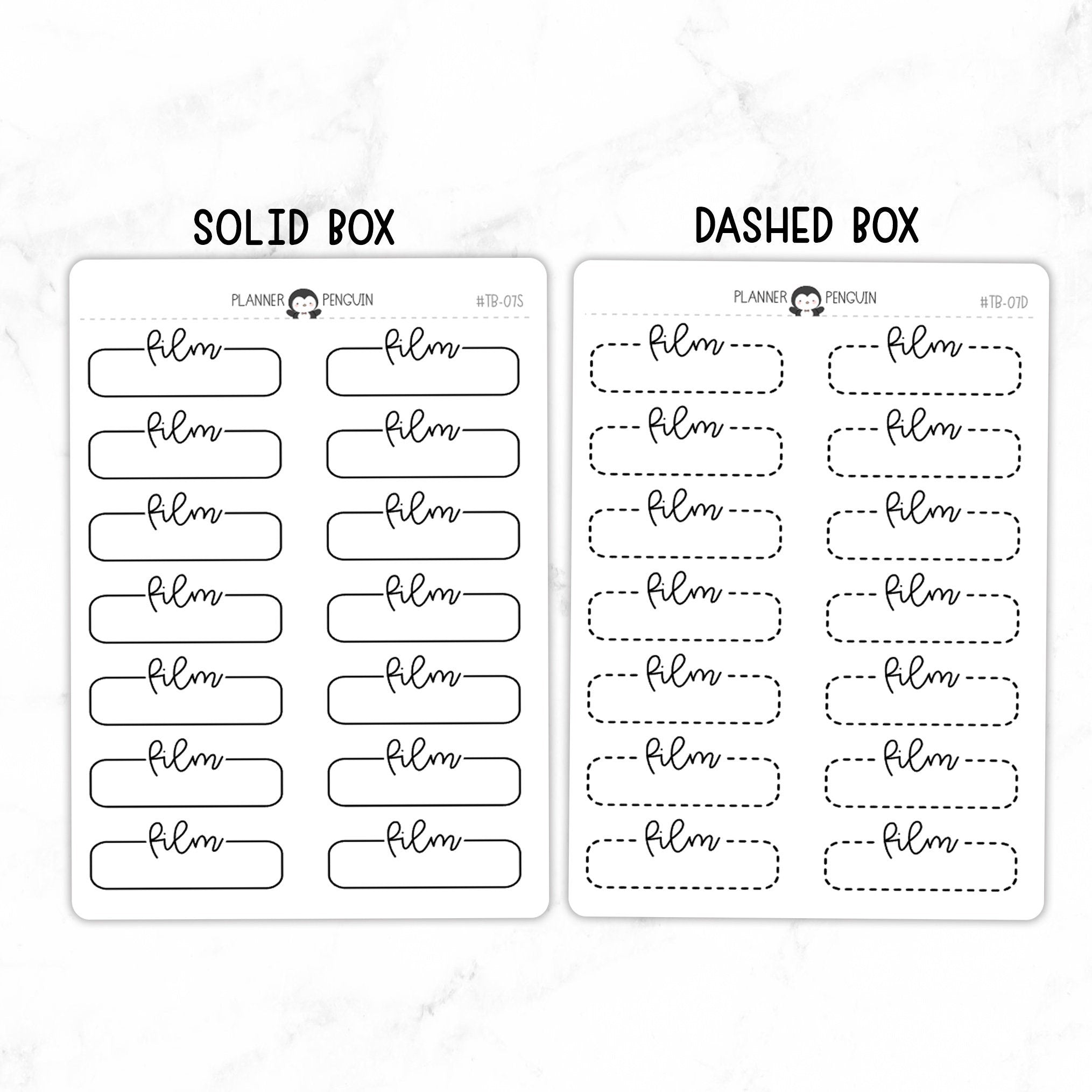 Film Script Quarter Label Box Planner Stickers