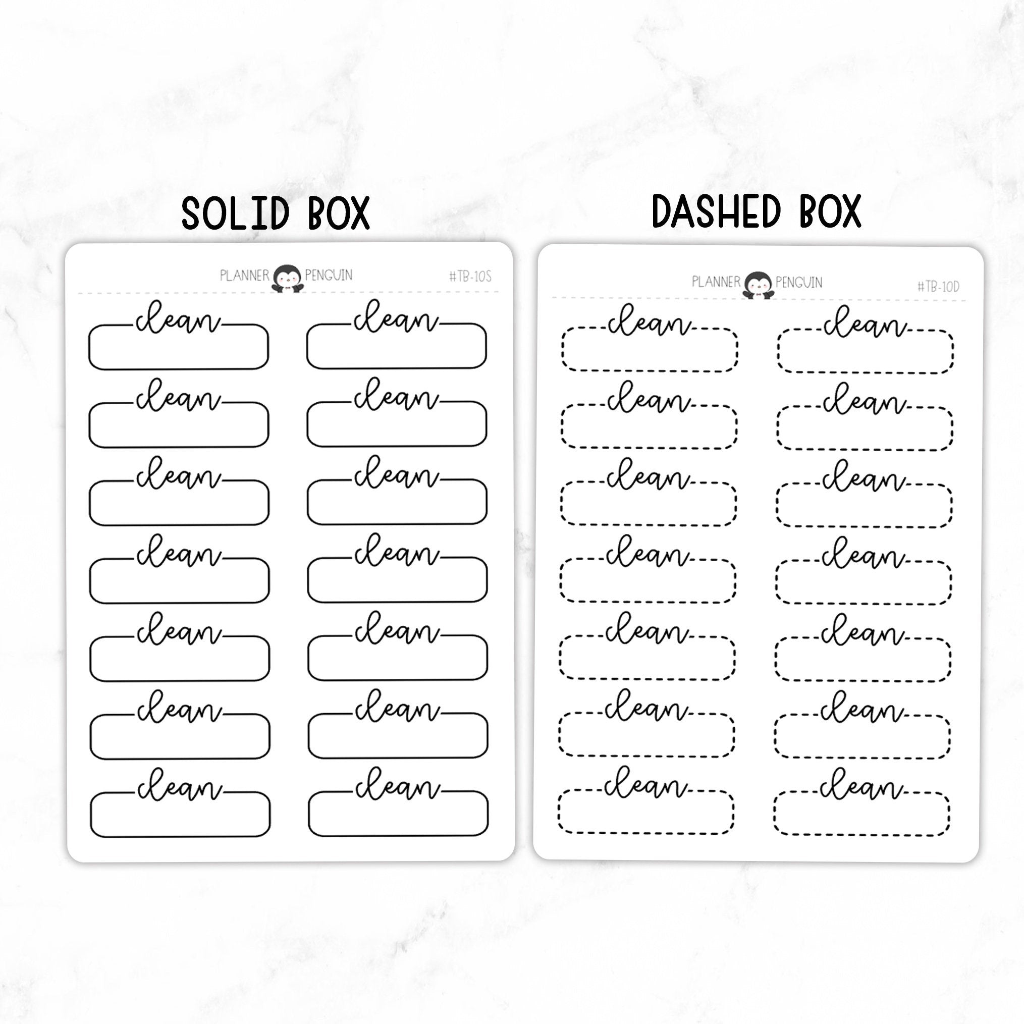 Clean Script Quarter Label Box Planner Stickers