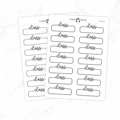 Class Script Quarter Label Box Planner Stickers // #TB-06