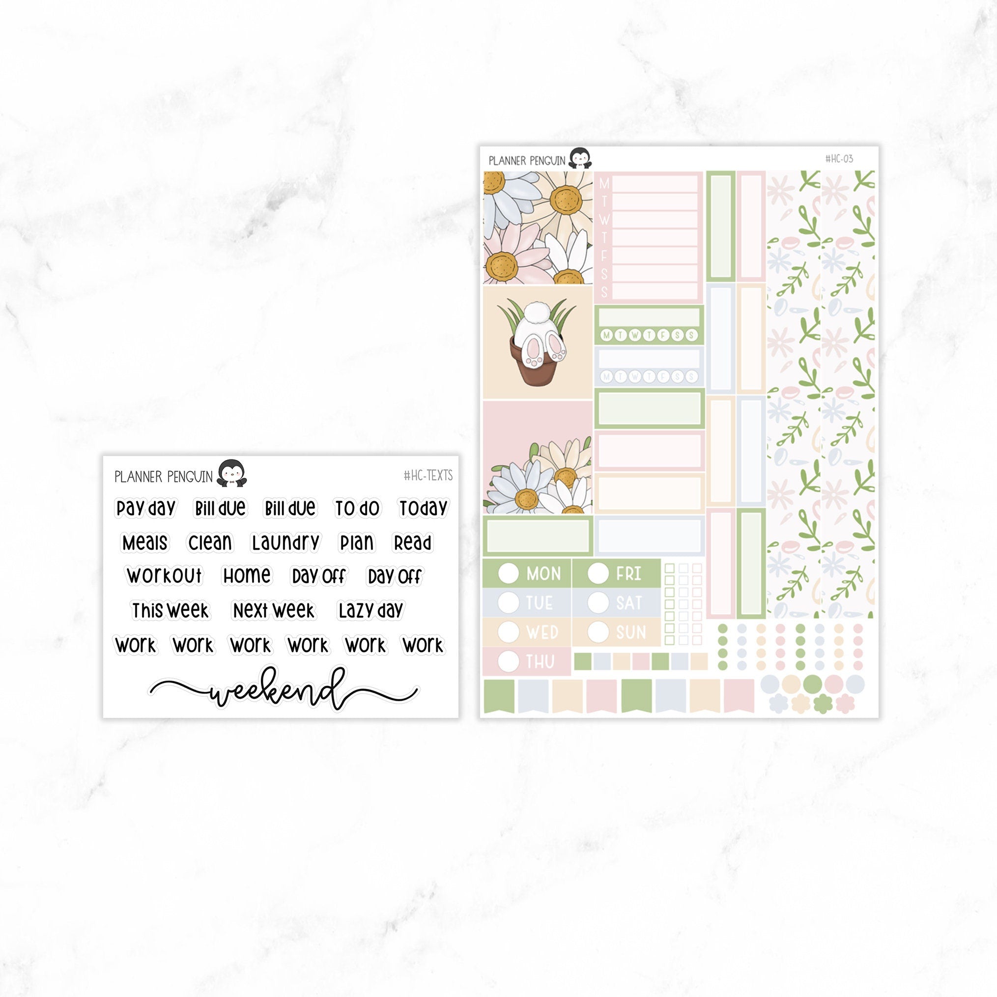 Bunny Hop Hobonichi Cousin A5 Weekly Sticker Kit// #HC-03