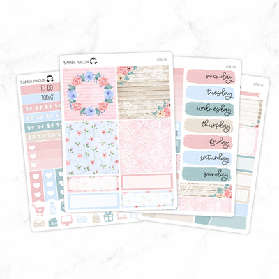 Lace and Floral Mini Weekly B6 Kit // #MK-06