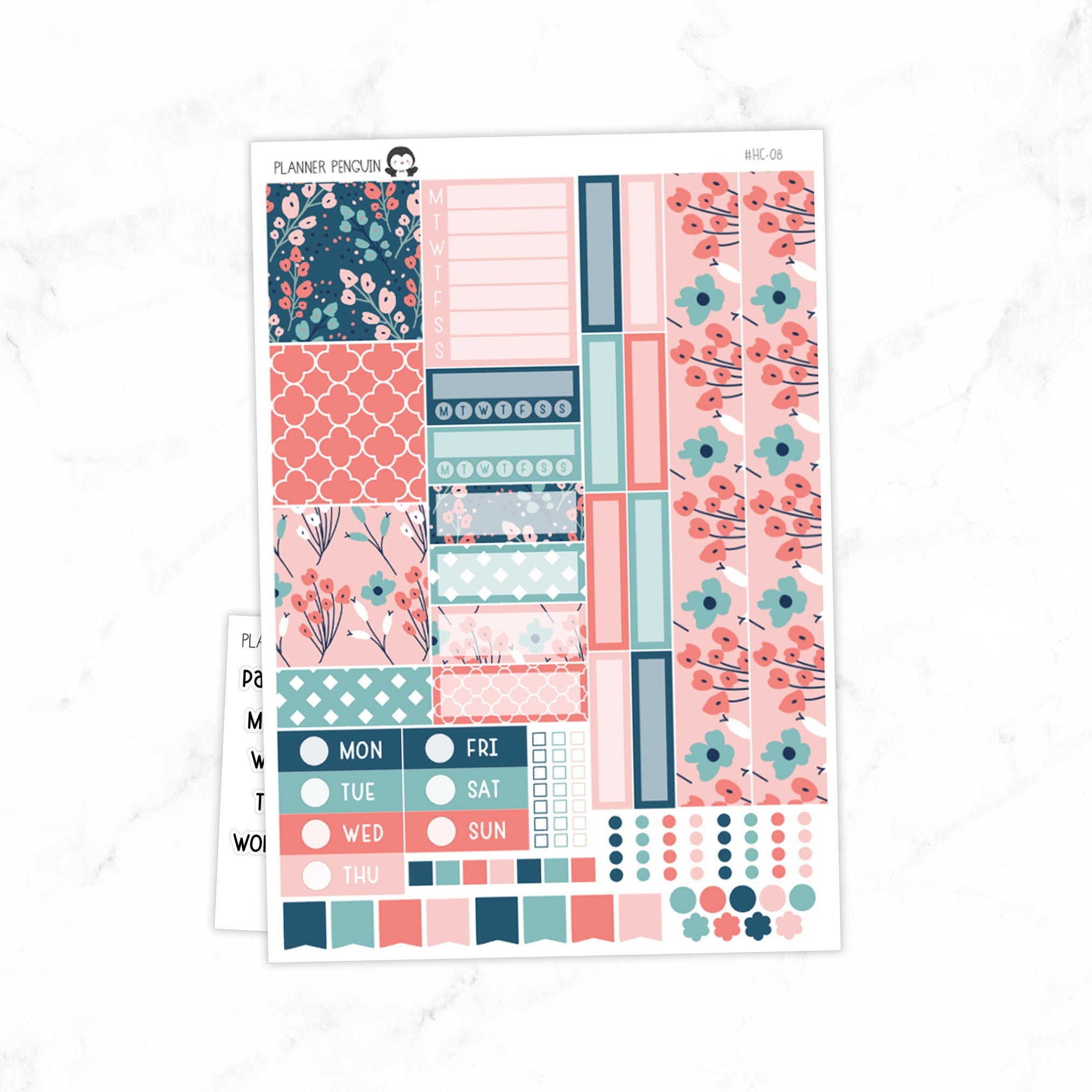 Summer Florals Hobonichi Cousin A5 Weekly Sticker Kit// #HC-08